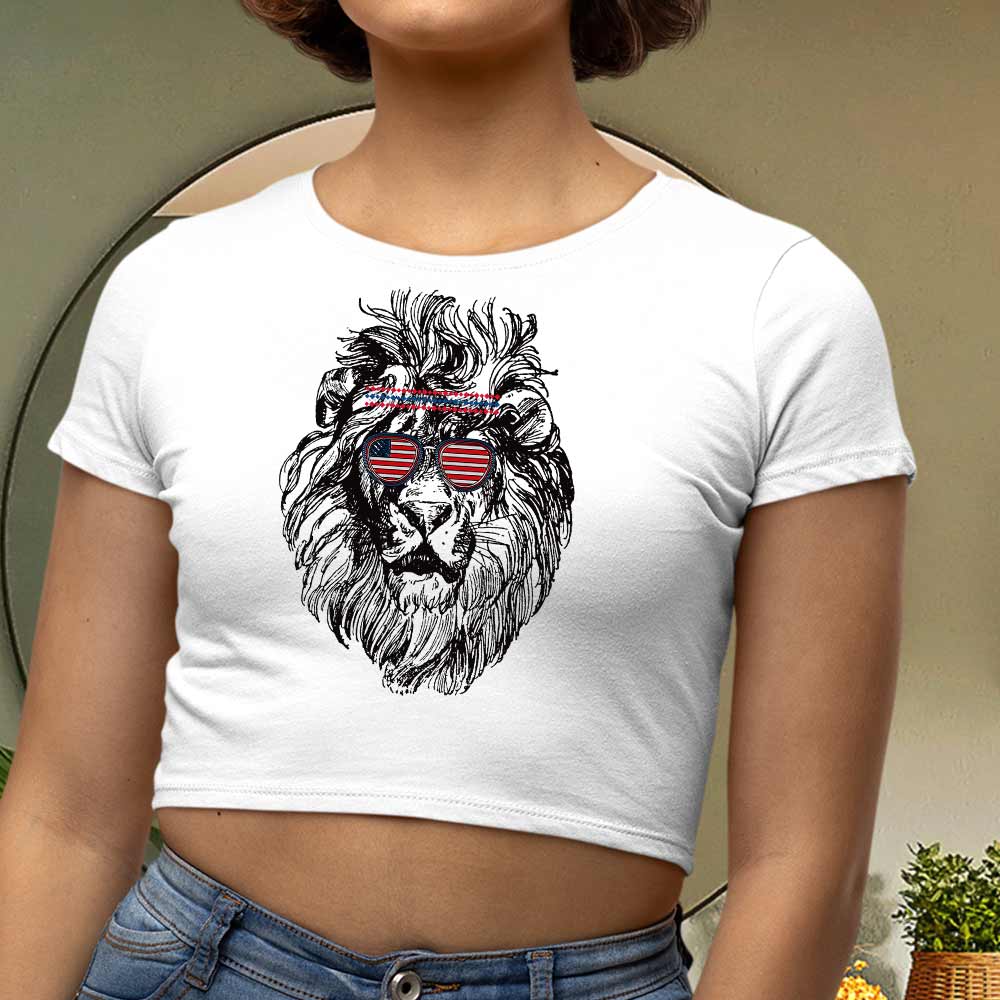 Lion Graphic Print Crop Top - Summer Fashion for Women