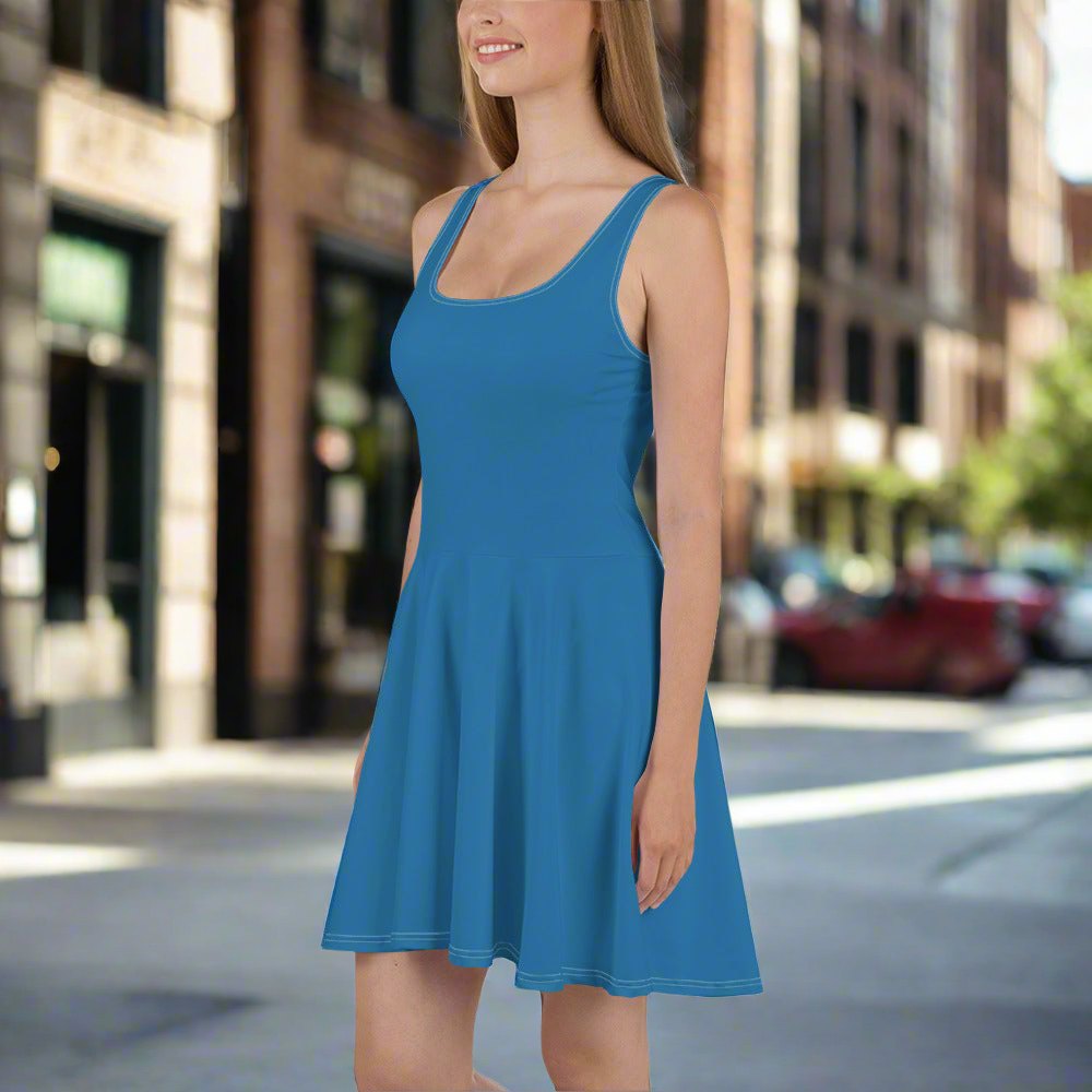 solid skater dress Kukoosong Women's Casual Short Sleeve Crew Neck Solid Skater Dress Tea Length with Pockets and Buttons for Summer Wear