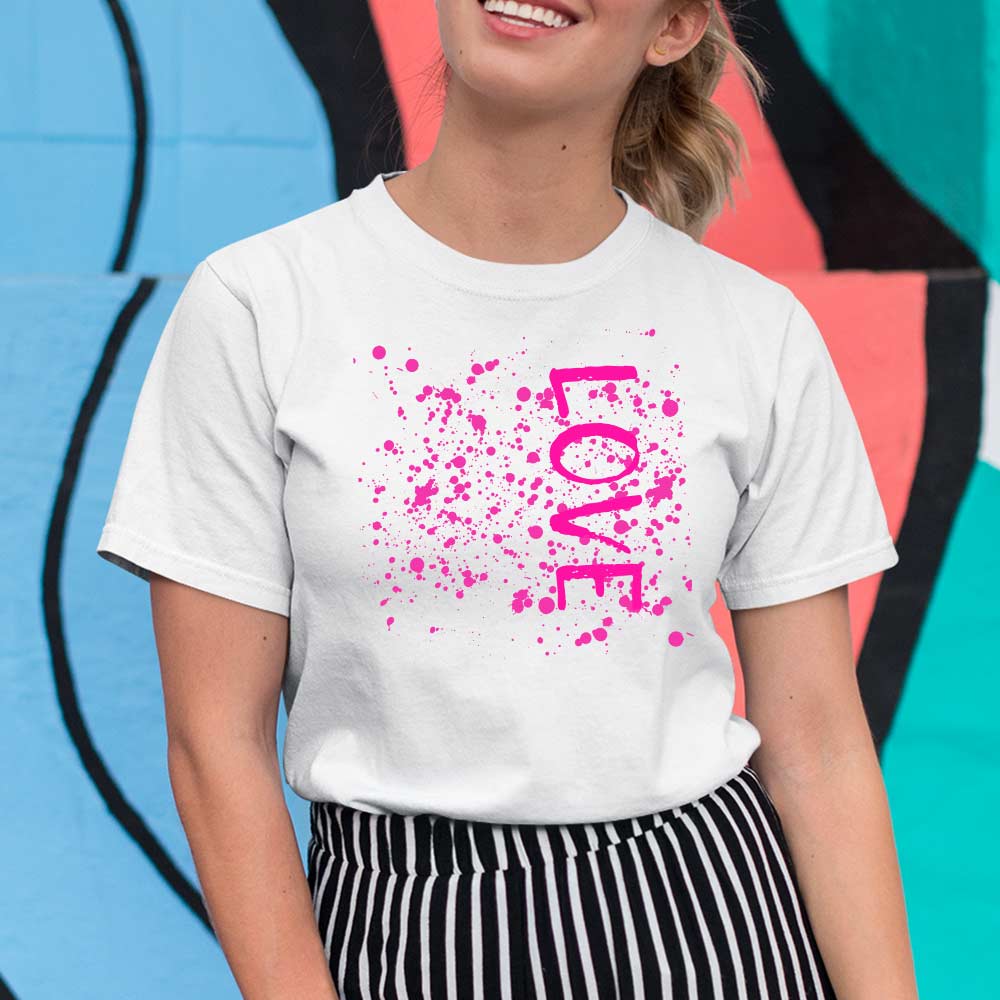 Bold love graphic print t shirts for ladies fashion