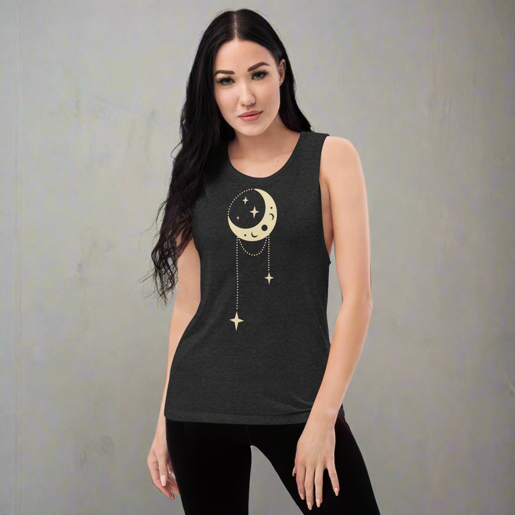 Celestial Ladies’ Relaxed Muscle Tank, lioness-love