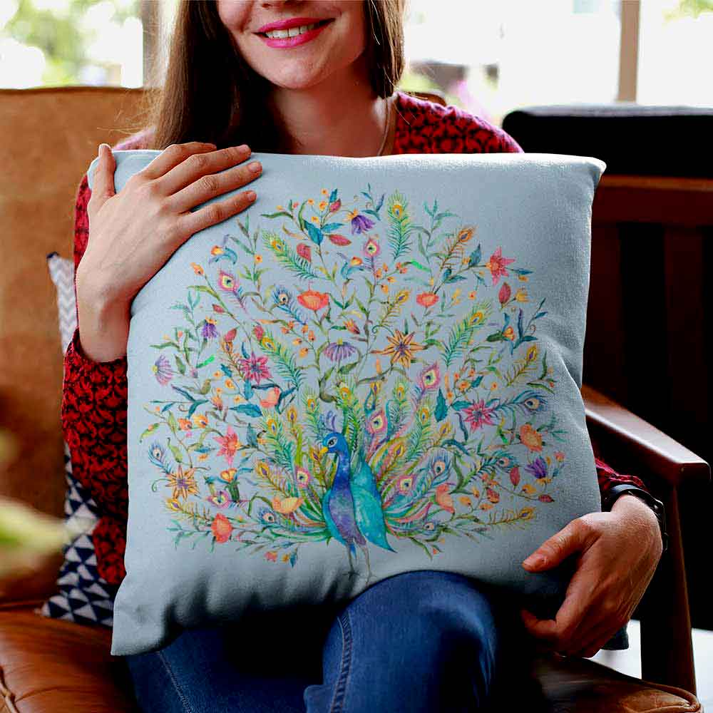 Premium quality decorative pillows cover showcasing a stunning peacock design