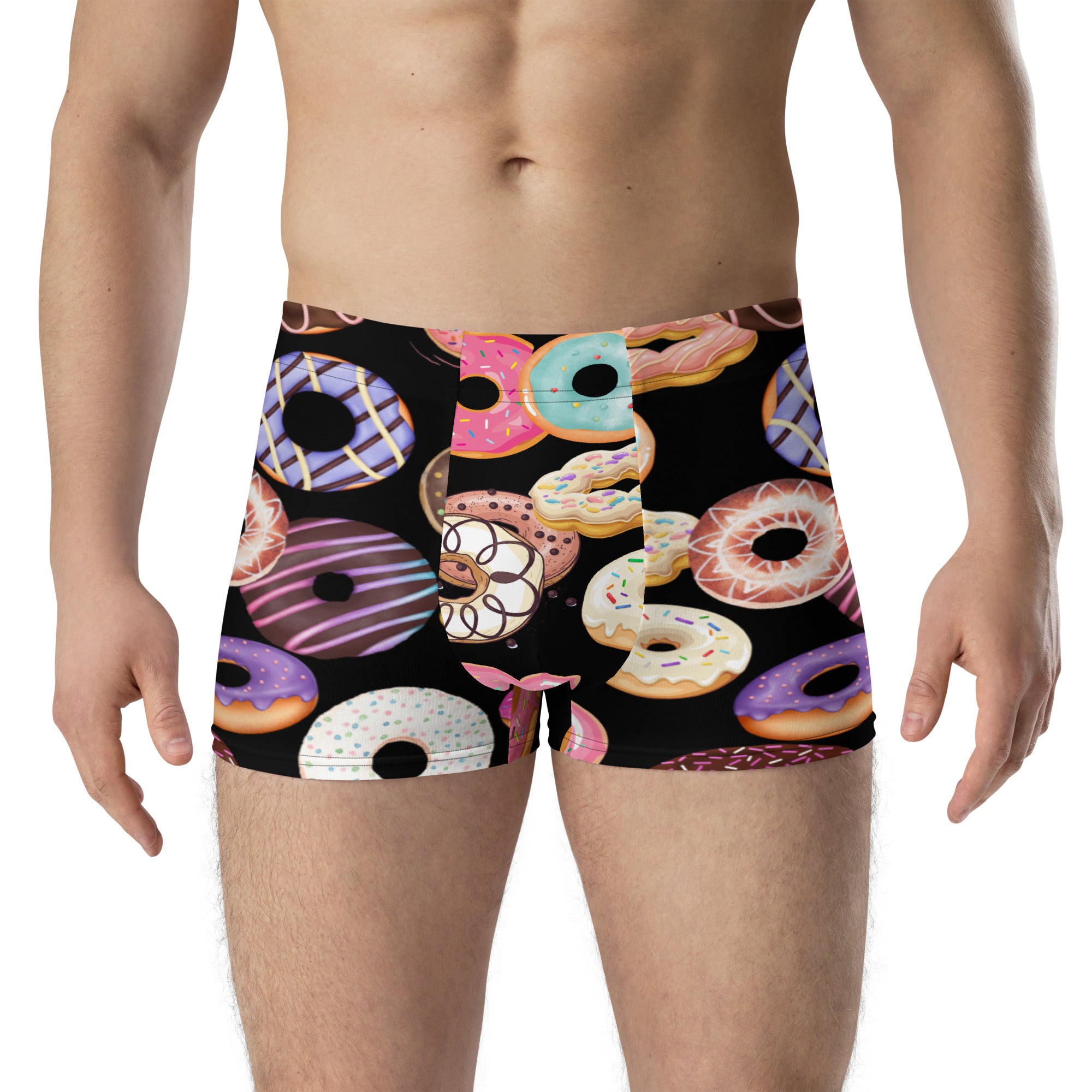 Durable black boxer briefs with donut pattern