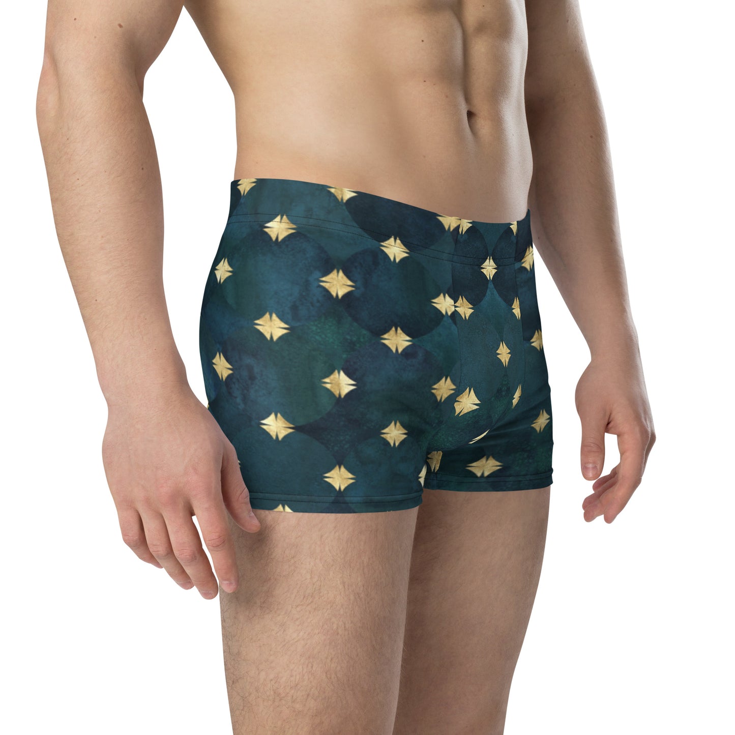 Blue boxer with Golden print for men, lioness-love