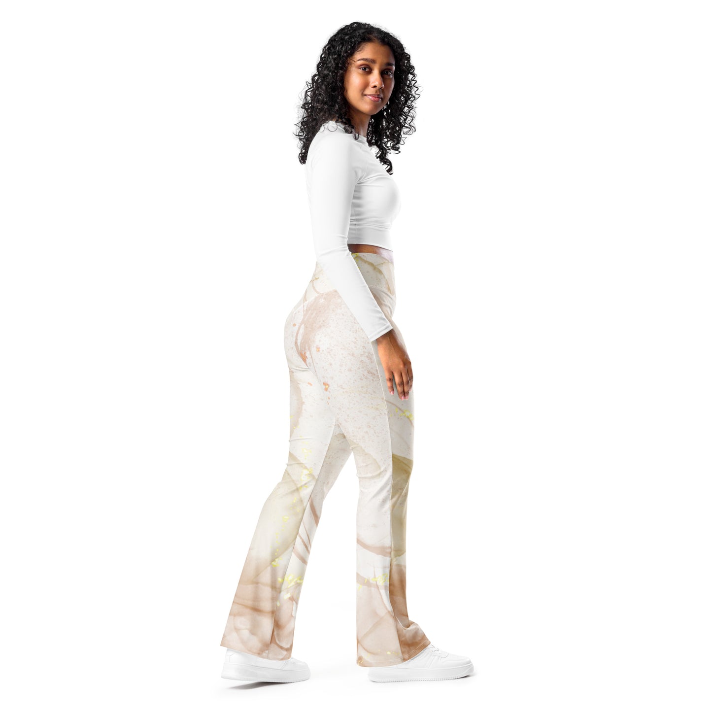 Gold Fashion Design Flare Leggings, lioness-love
