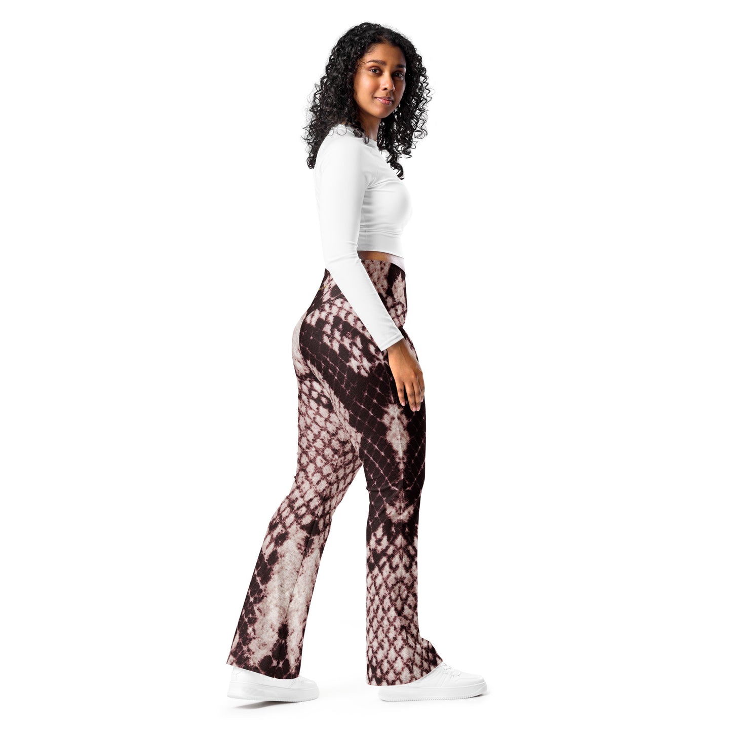 Snakeskin Printed Flare Leggings, lioness-love