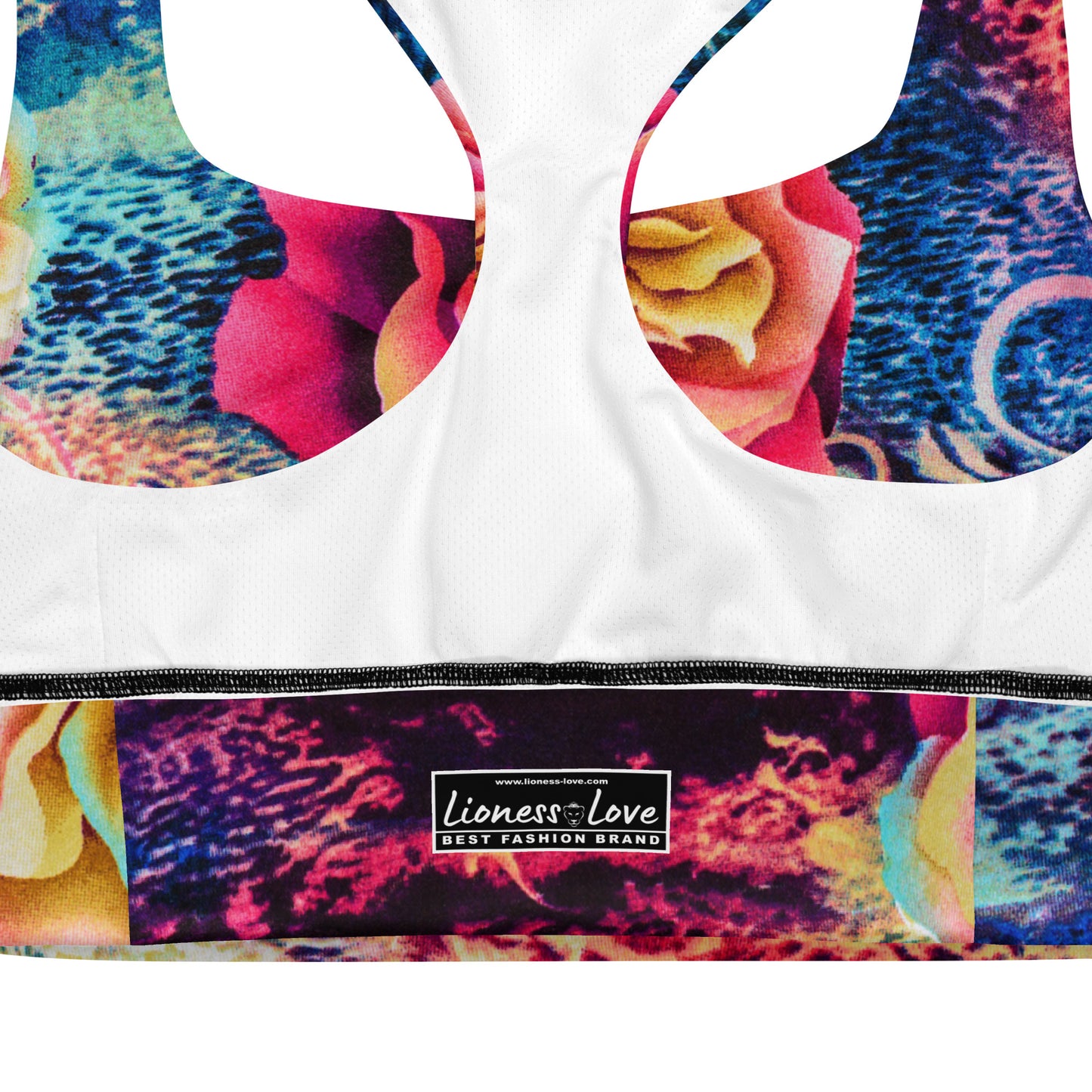 Women's Vintage Floral - Denim Print Sports Bra