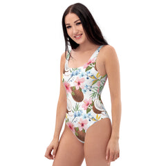 Tropical-art design swimsuit for women