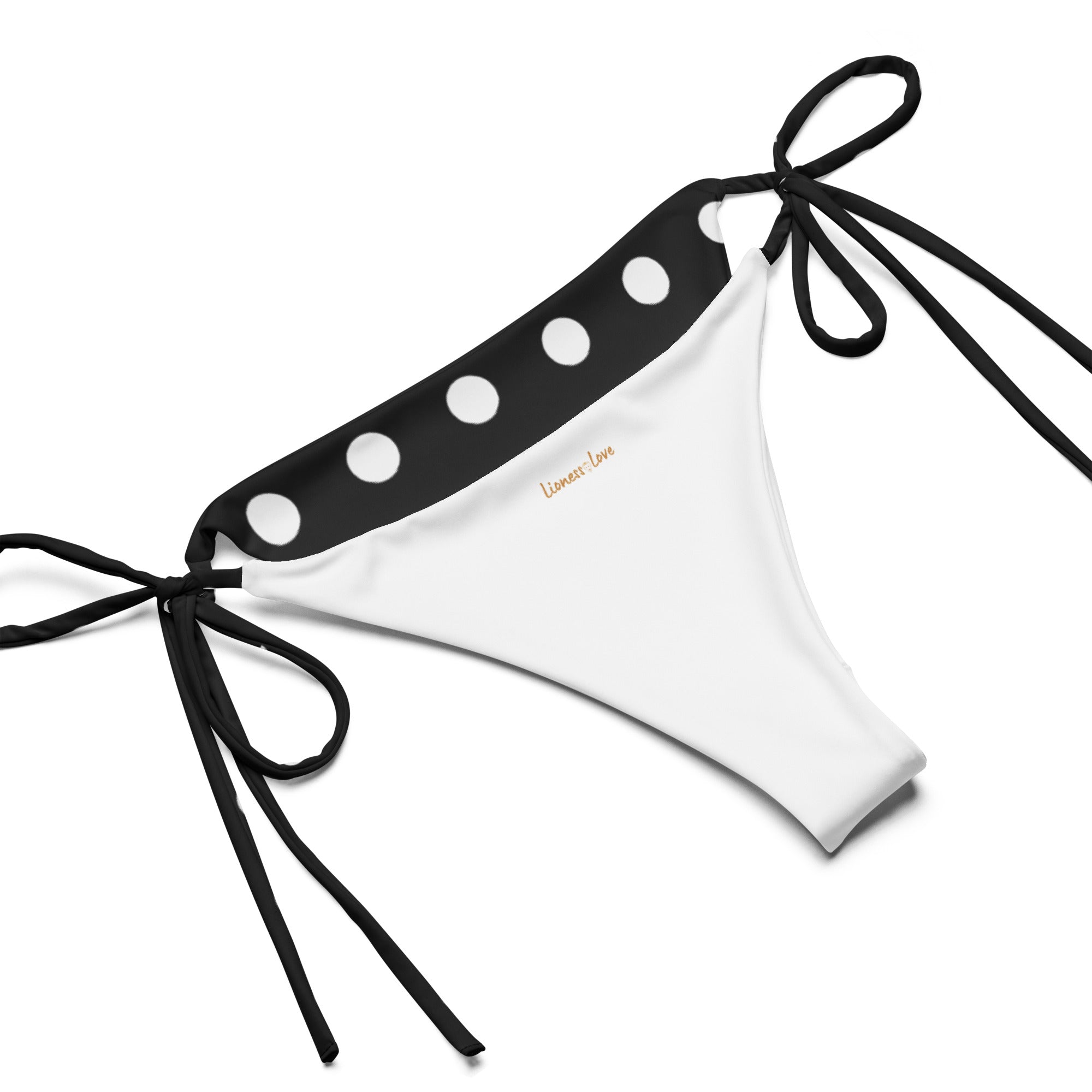 "Timeless Elegance: Classic Black and White Polka Dot String Bikini", lioness-love.com