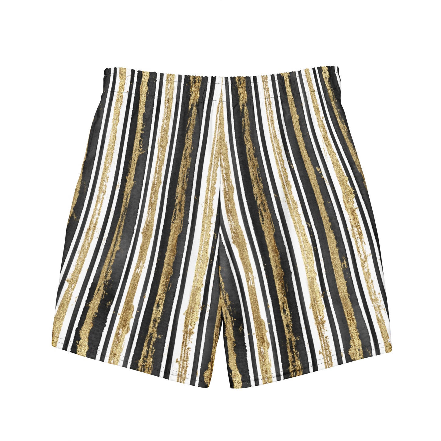 Black & gold stripe swim trunks for men, lioness-love