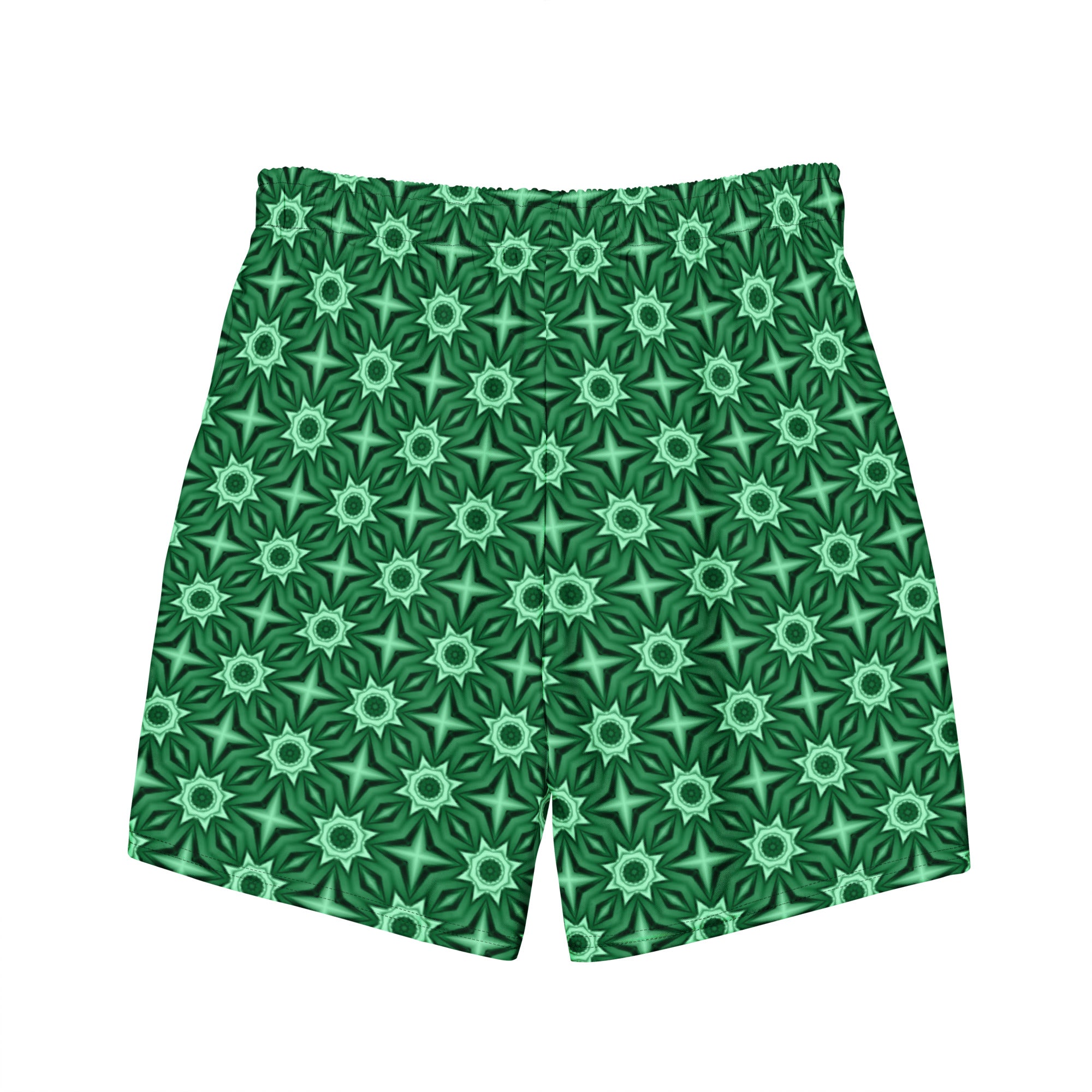 Green floral swim trunks for men
