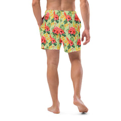 Floral green swim trunks for men's