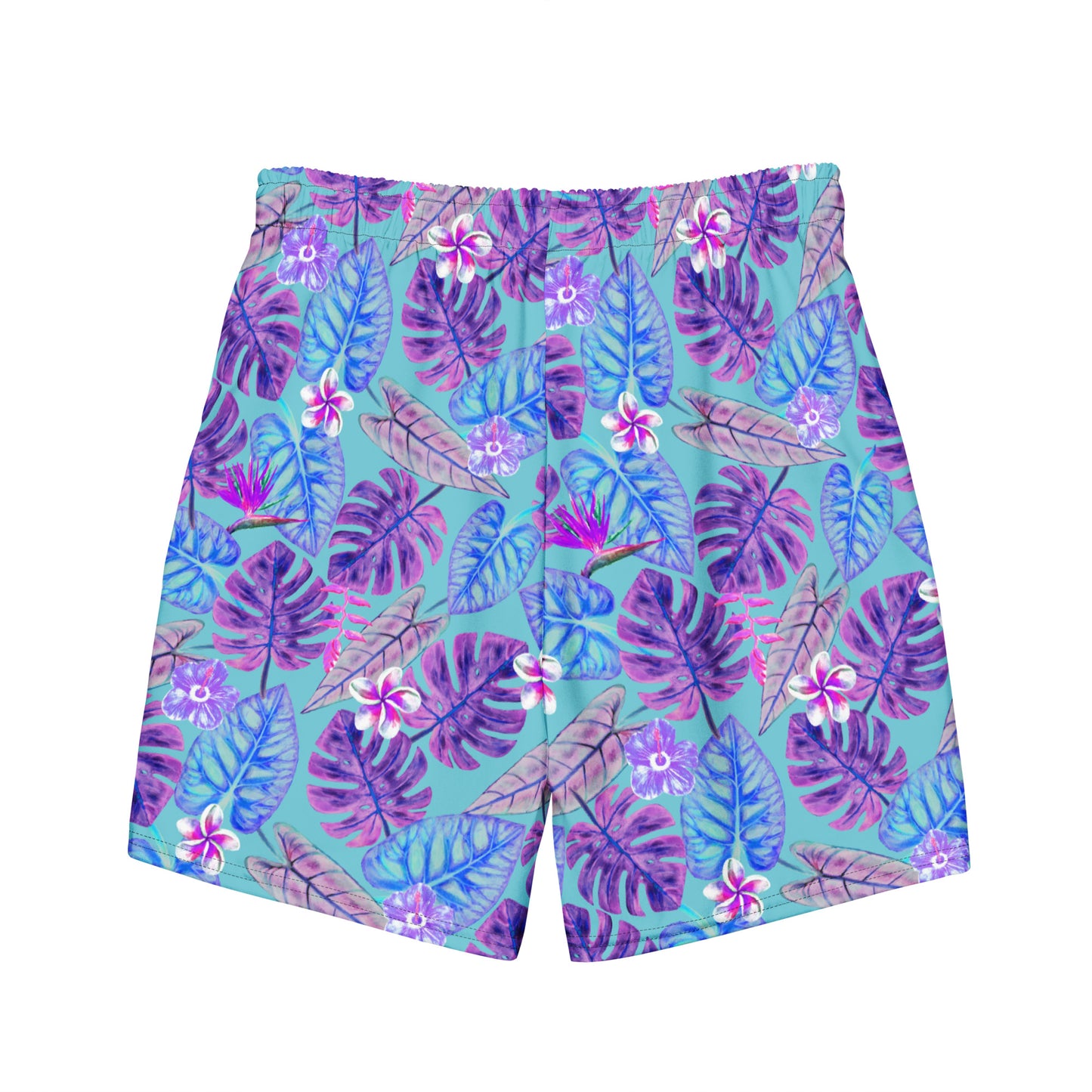 Blue tropical print swim trunk for men, lioness-love