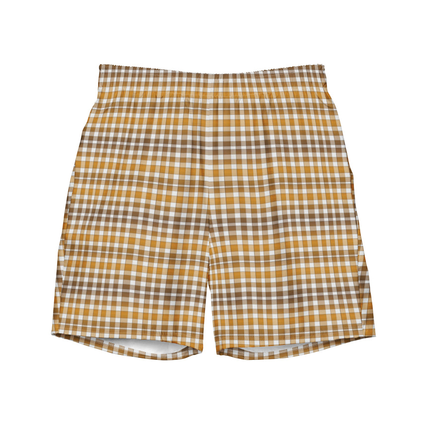 Check print pattern swimming trunks for men