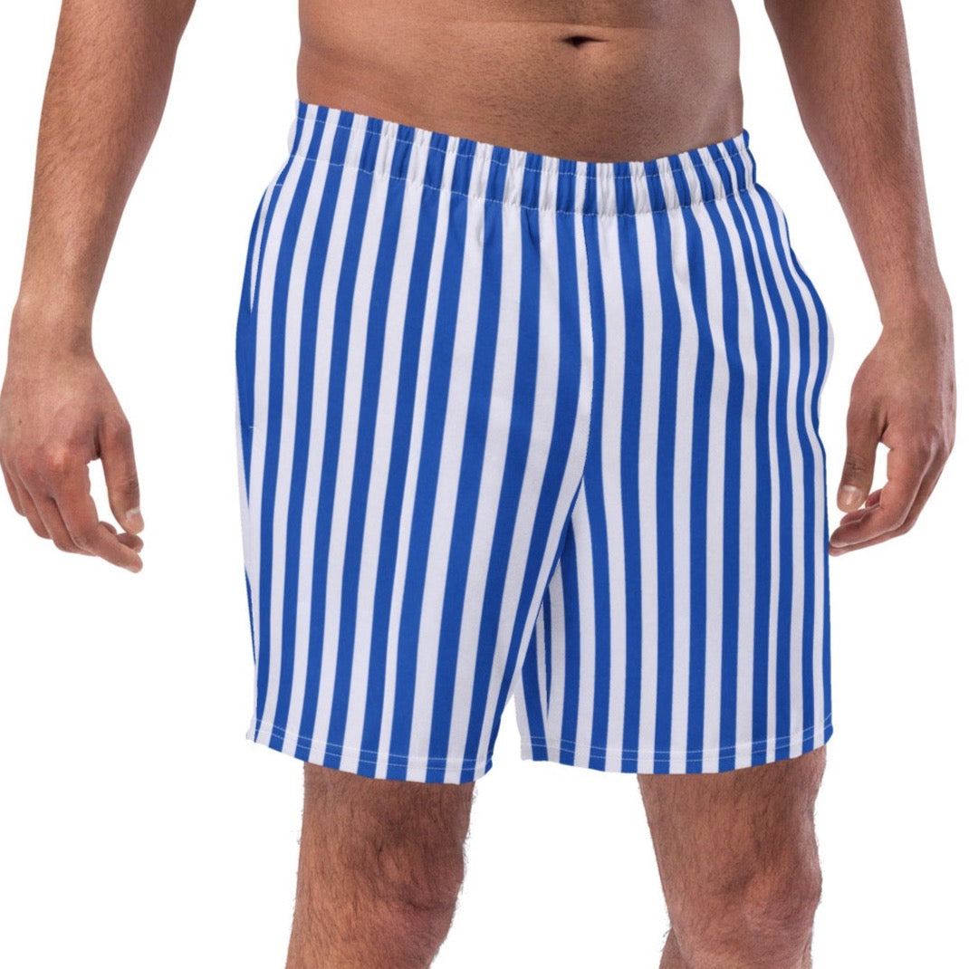 Fashionable swim trunks with vertical stripes