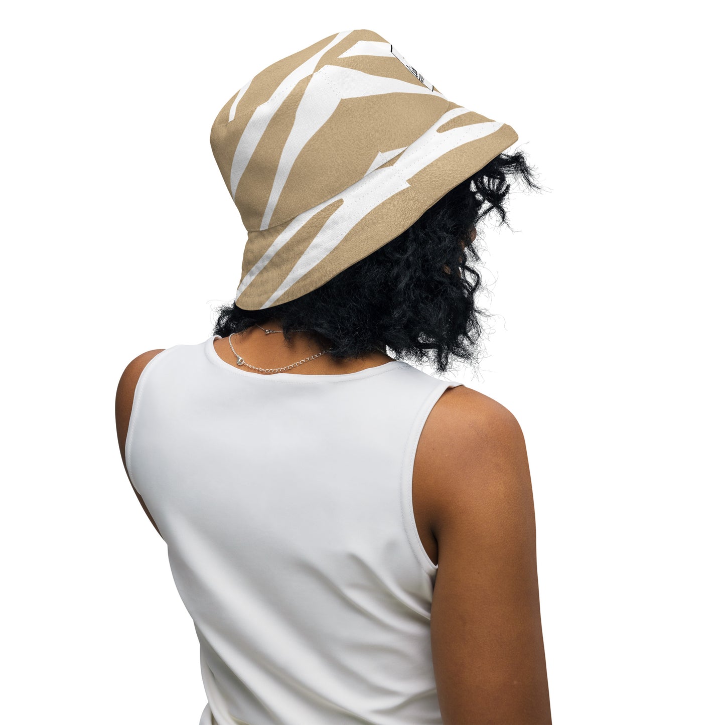 Glamorous Wilderness Gold and White Animal Print Bucket Hat, lioness-love