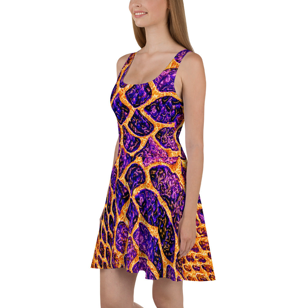 Serpent Swirl Women’s Snakeskin Trendy Skater Dress, lioness-love