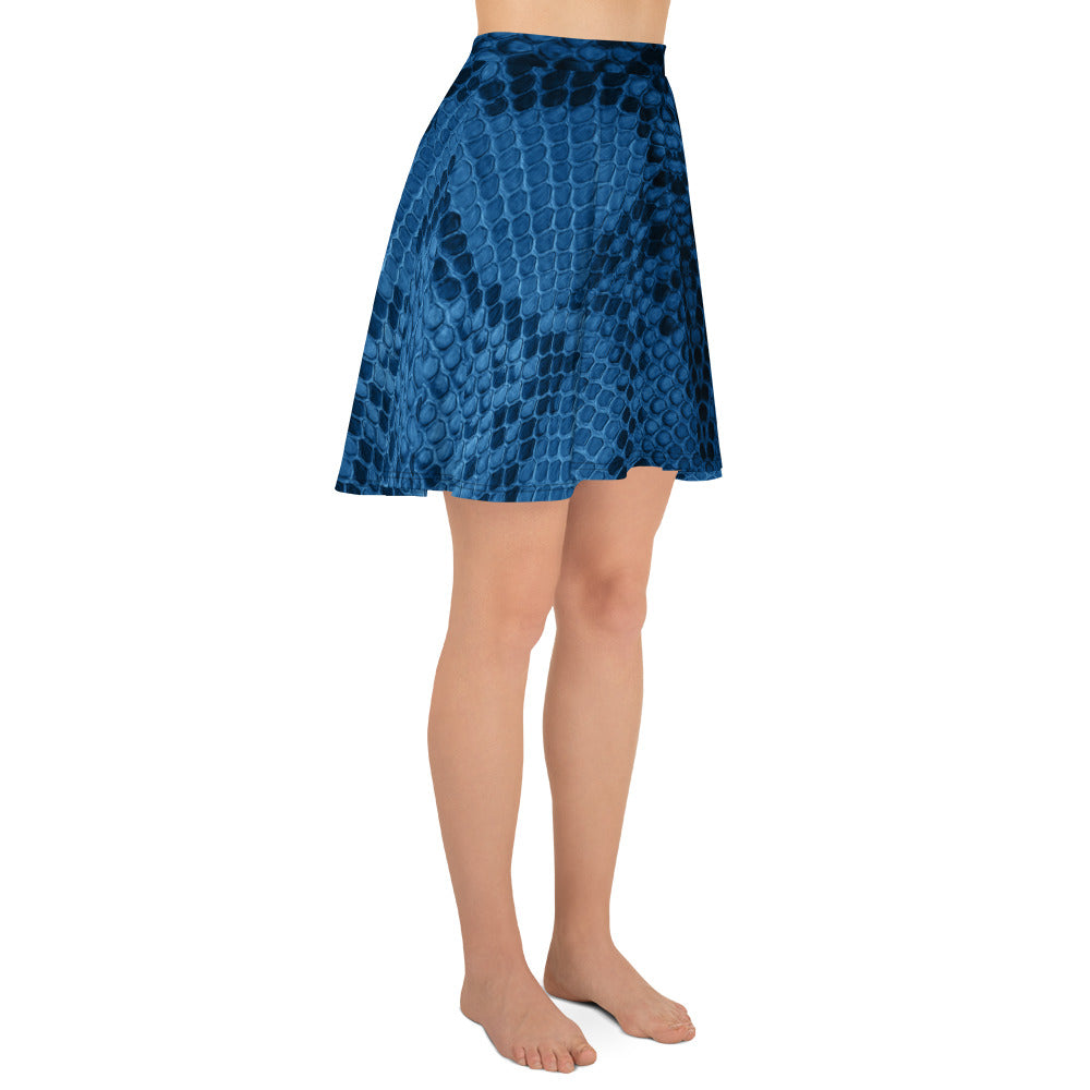 Blue Snakeskin Print Skirt for Women, lioness-love