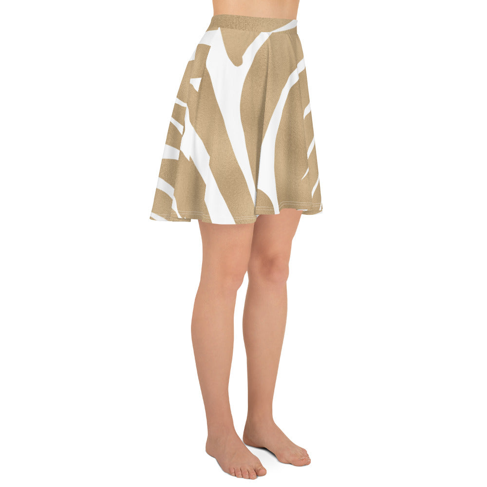 Gold & White Chic Print Skirt for Ladies, lioness-love