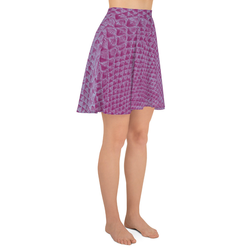 Snakeskin Print Lavender Skirt for Women, lioness-love