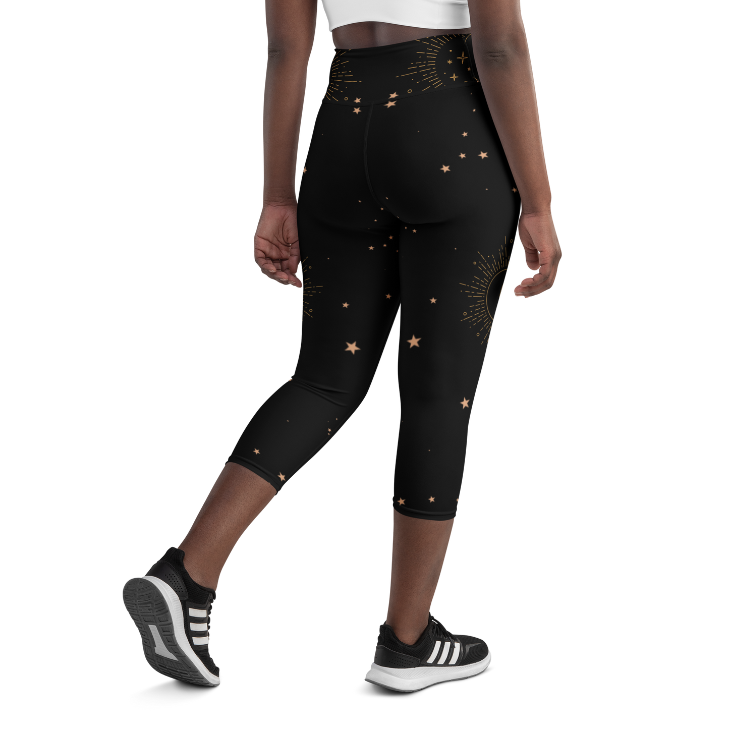 Women's star print black capri, lioness-love