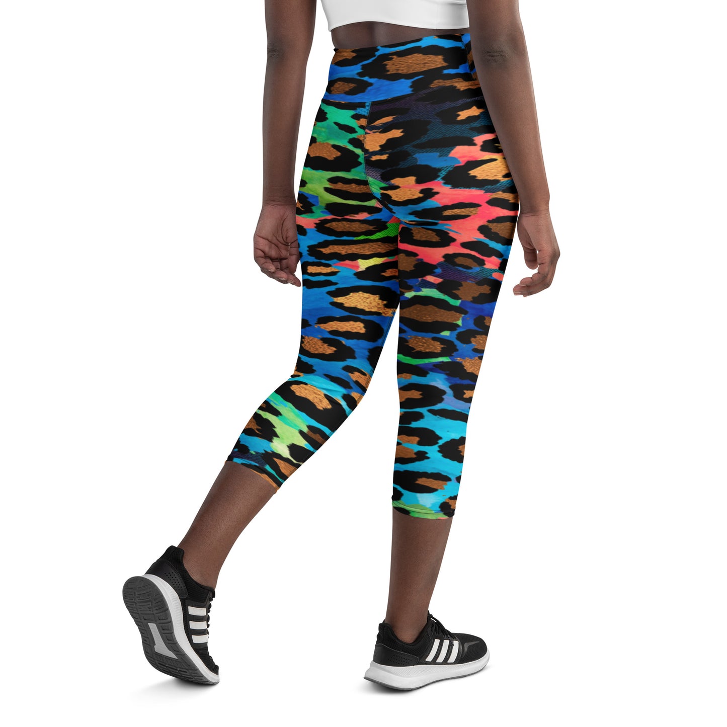 Colorful Animal Print Yoga Capri Leggings Fitness Capri Leggings, lioness-love