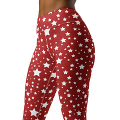 Deep Red and White Yoga Leggings, lioness-love