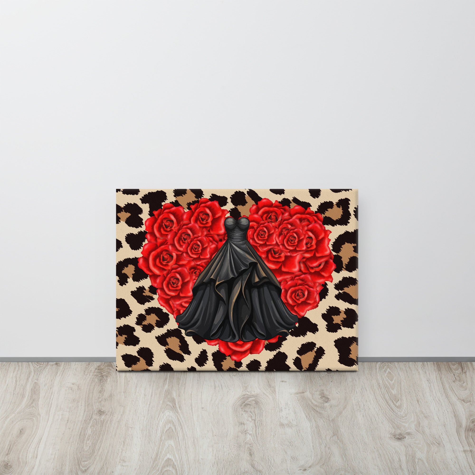Dress, Rose Heart and Animal Print Fashion Canvas lioness-love