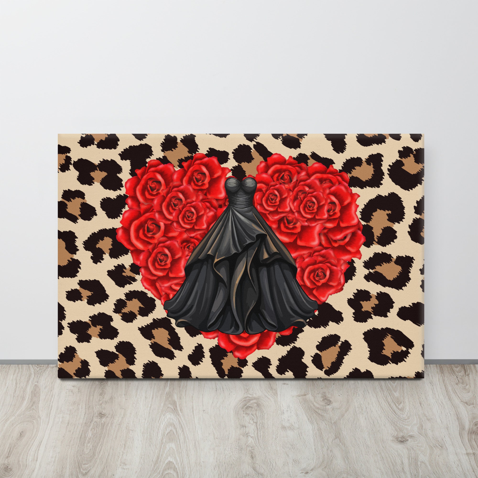 Dress, Rose Heart and Animal Print Fashion Canvas lioness-love