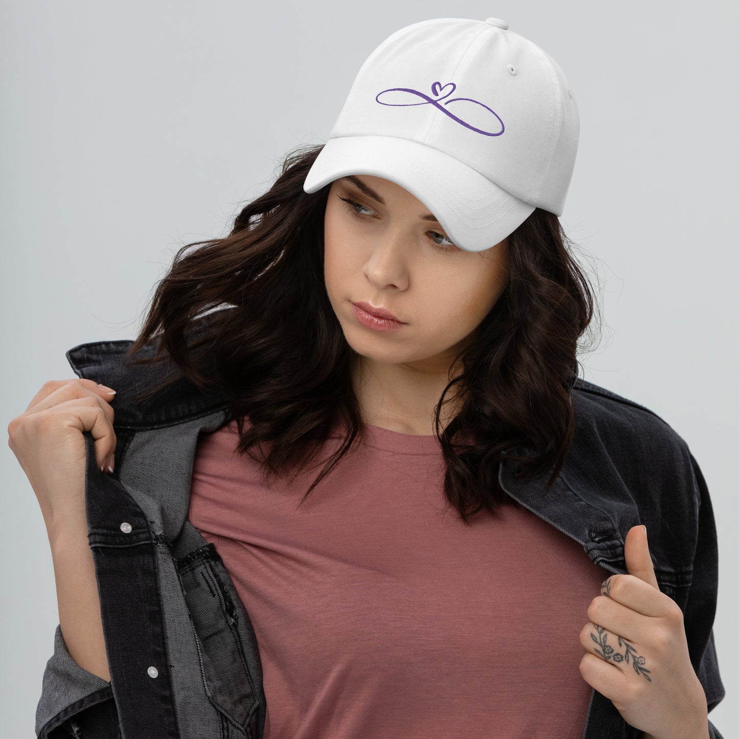 Infinite Love Infinity Sign and Heart Embroidered Dad Hat, lioness-love