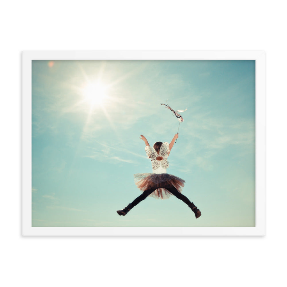 Flying Angel Girl with Wings Framed poster