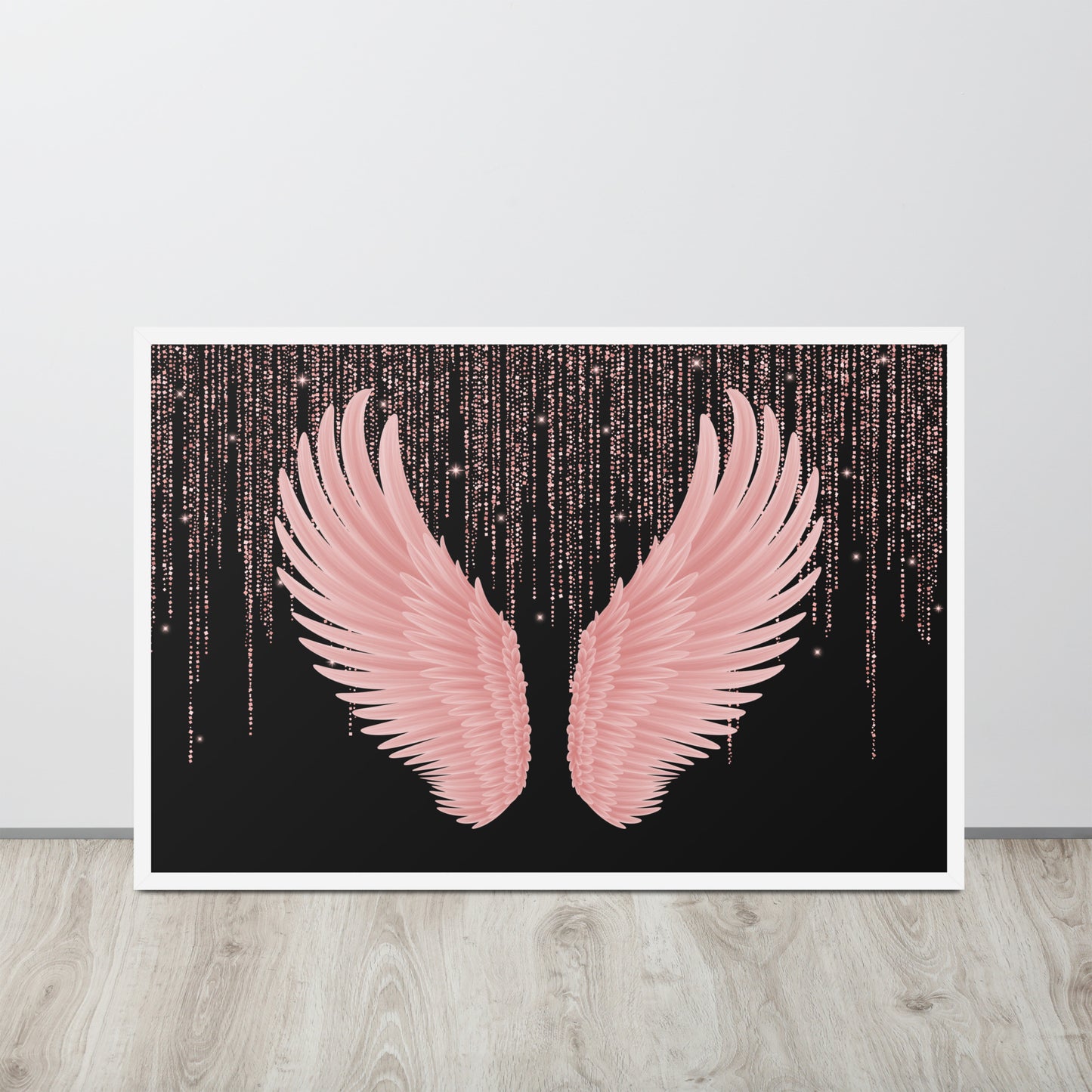 Pink angel wings framed poster