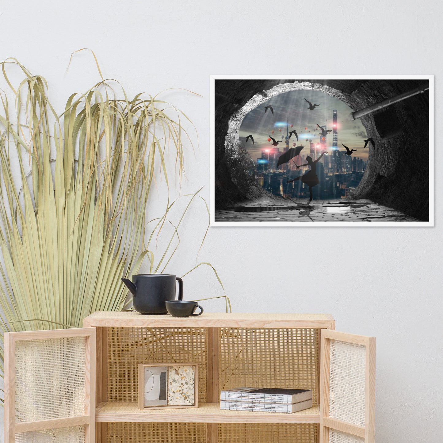 Fantasy Dancing Over the City Framed poster