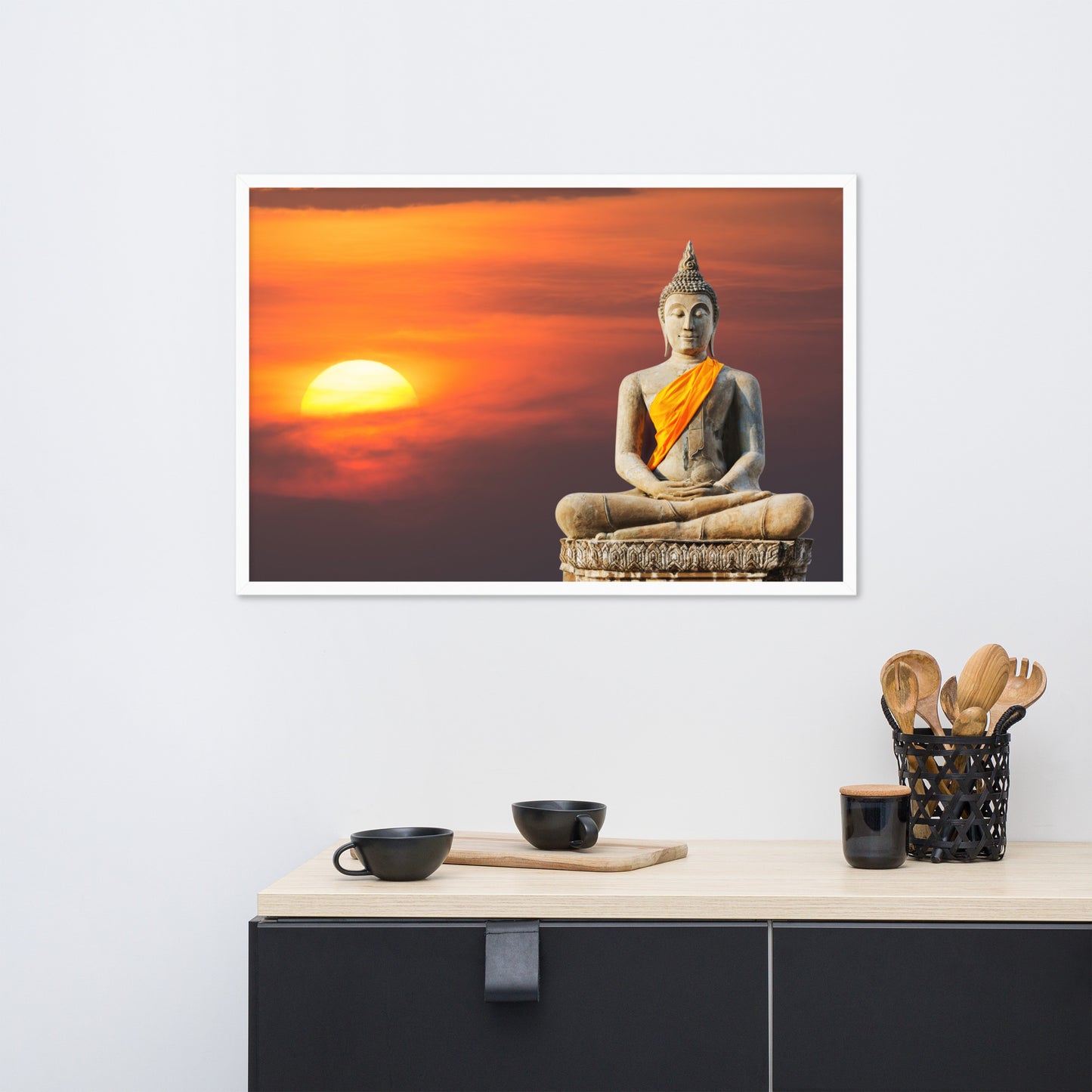 Sunset Buddha Framed poster