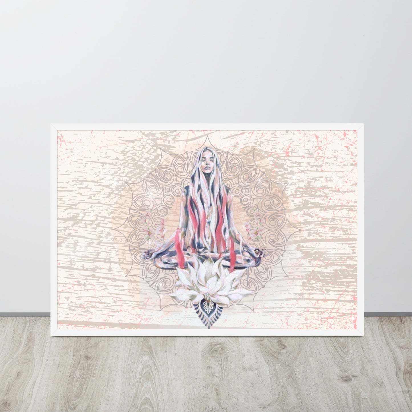 Women Meditating Yoga Framed poster