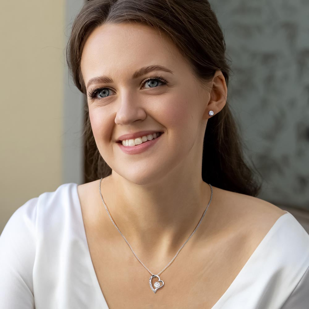 Forever Love Necklace and Cubic Zirconia Earrings Set Dazzling Gift for the love in your life.