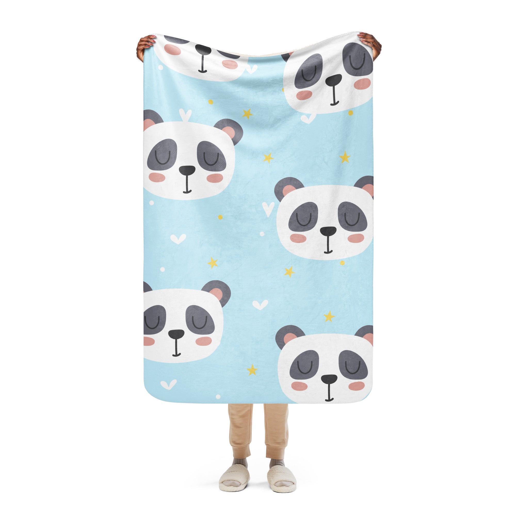 Cute Panda Sherpa blanket lioness-love