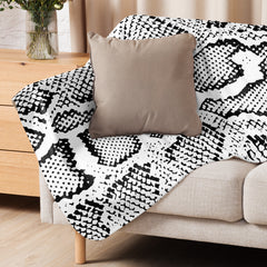 Snake Print Black and White Sherpa blanket lioness-love