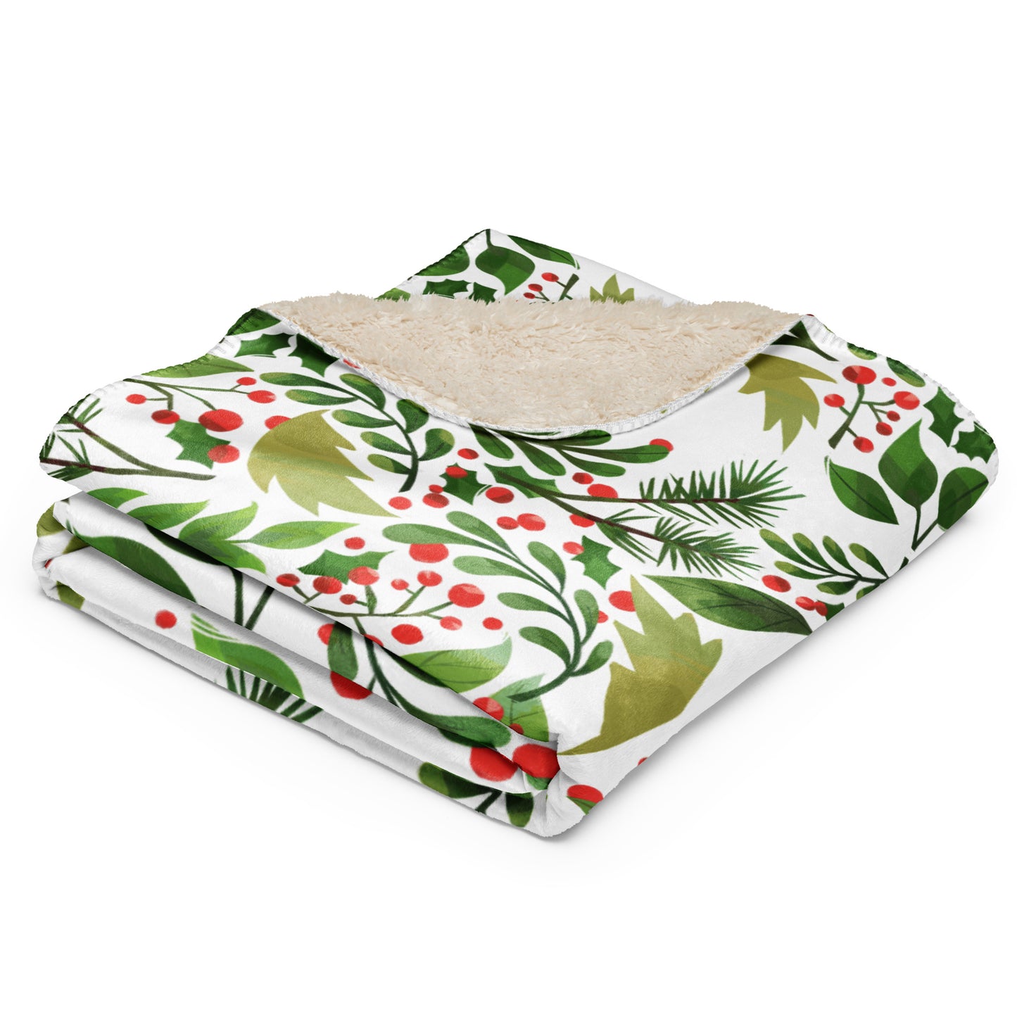 Holly Holiday Sherpa Blanket, lioness-love