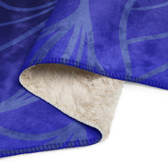 Blue Floral Shapes Sherpa blanket lioness-love