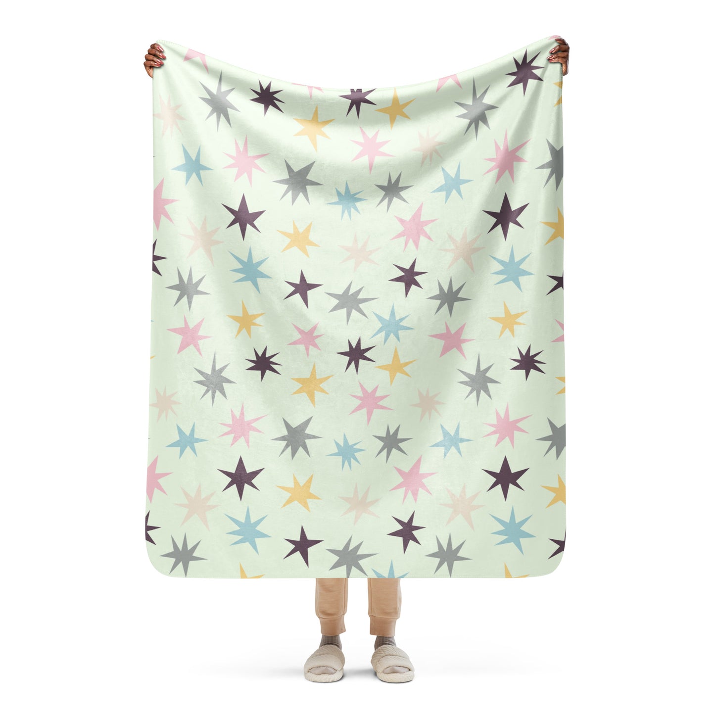 Colorful Stars Sherpa blanket lioness-love