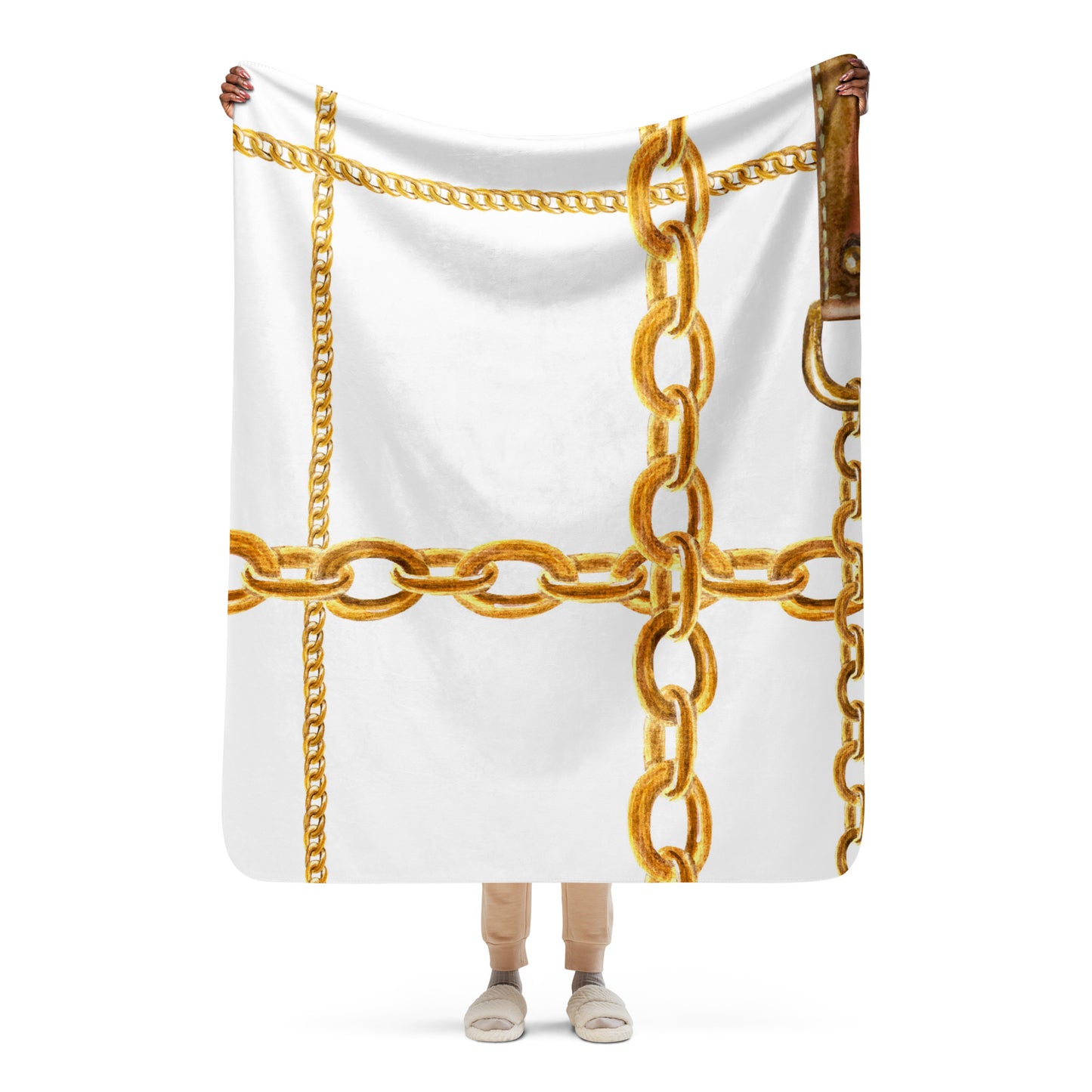 Chic Gold Chain Sherpa blanket lioness-love