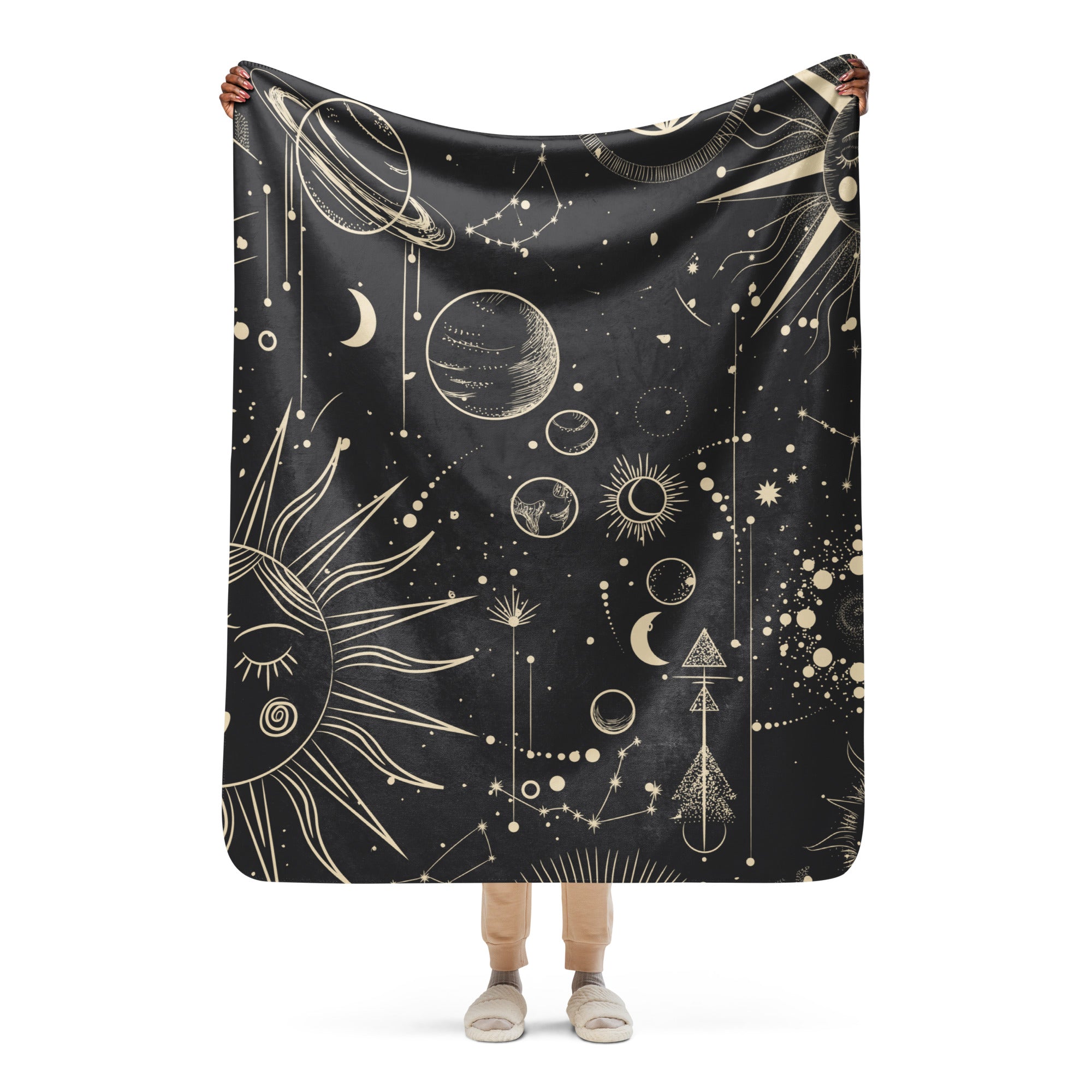 Moon and Stars Sherpa blanket lioness-love