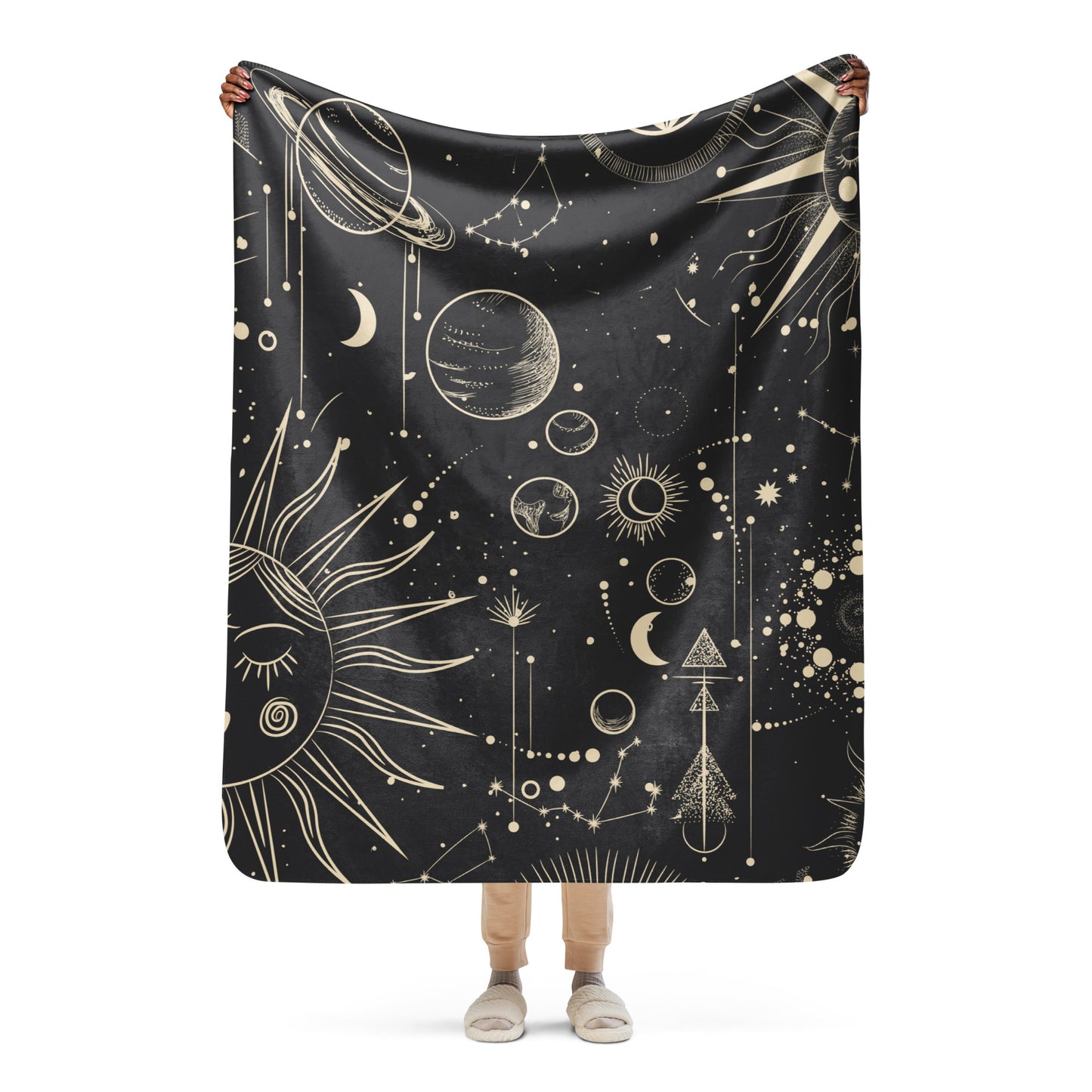 Lilith Moon and Stars Sherpa Blanket, lioness-love