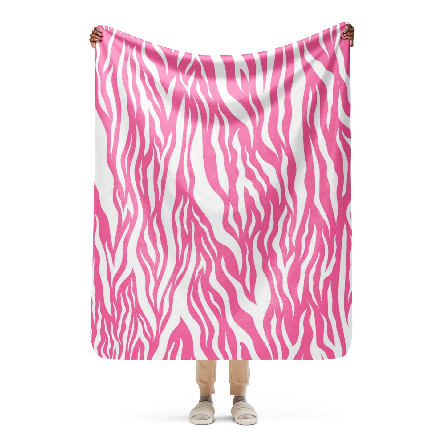 Elle Pink Zebra Sherpa blanket, lioness-love