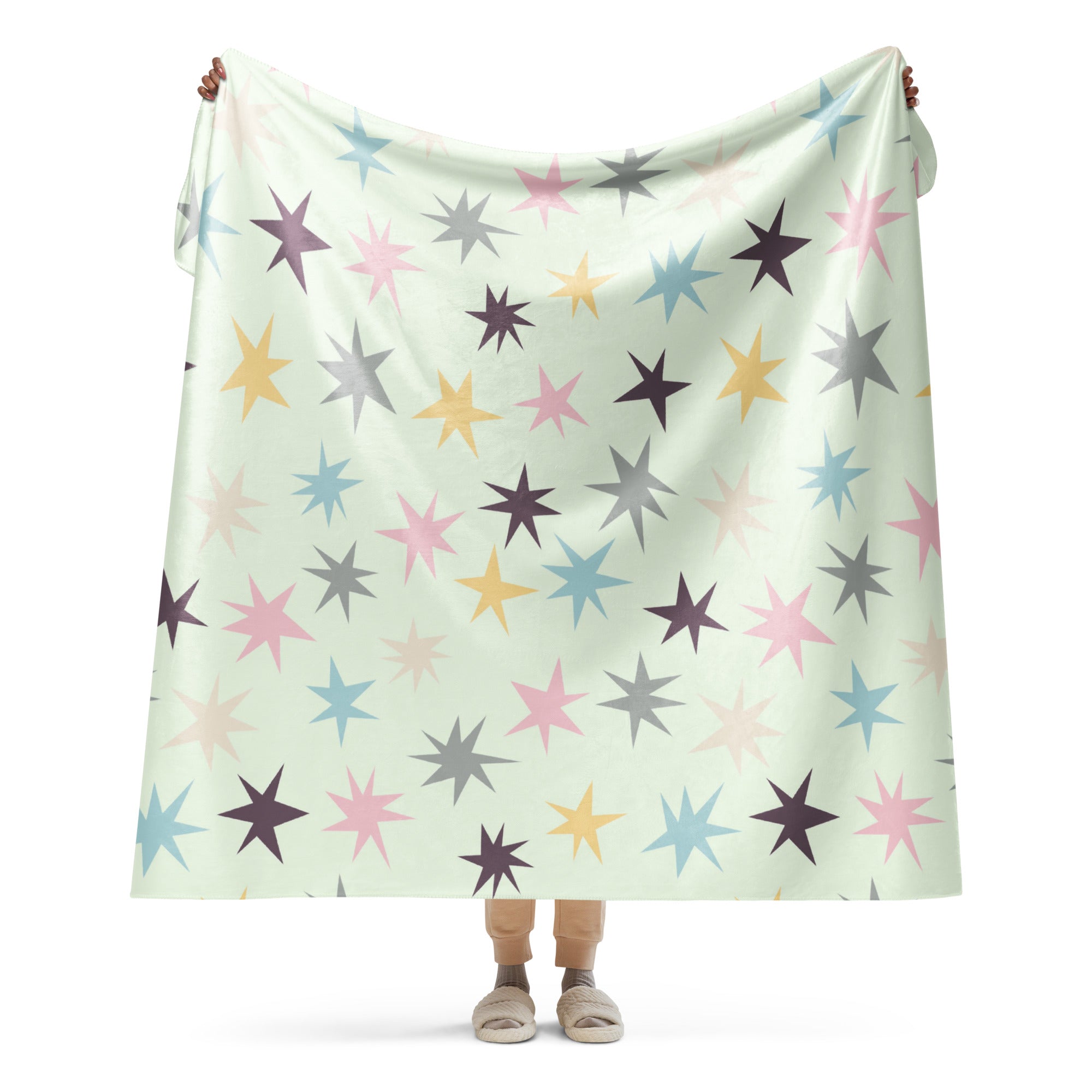 Colorful Stars Sherpa blanket lioness-love