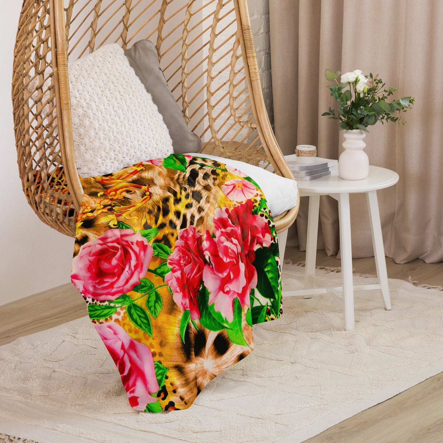 Rich Gold Animal Print Sherpa blanket lioness-love