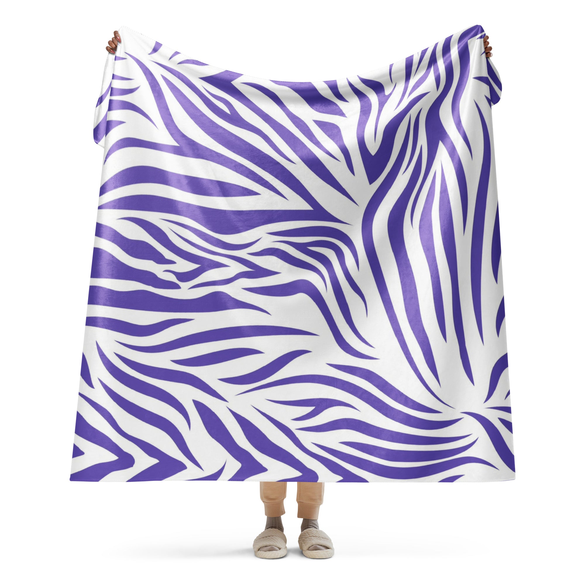 Purple and White Zebra Print Sherpa blanket lioness-love