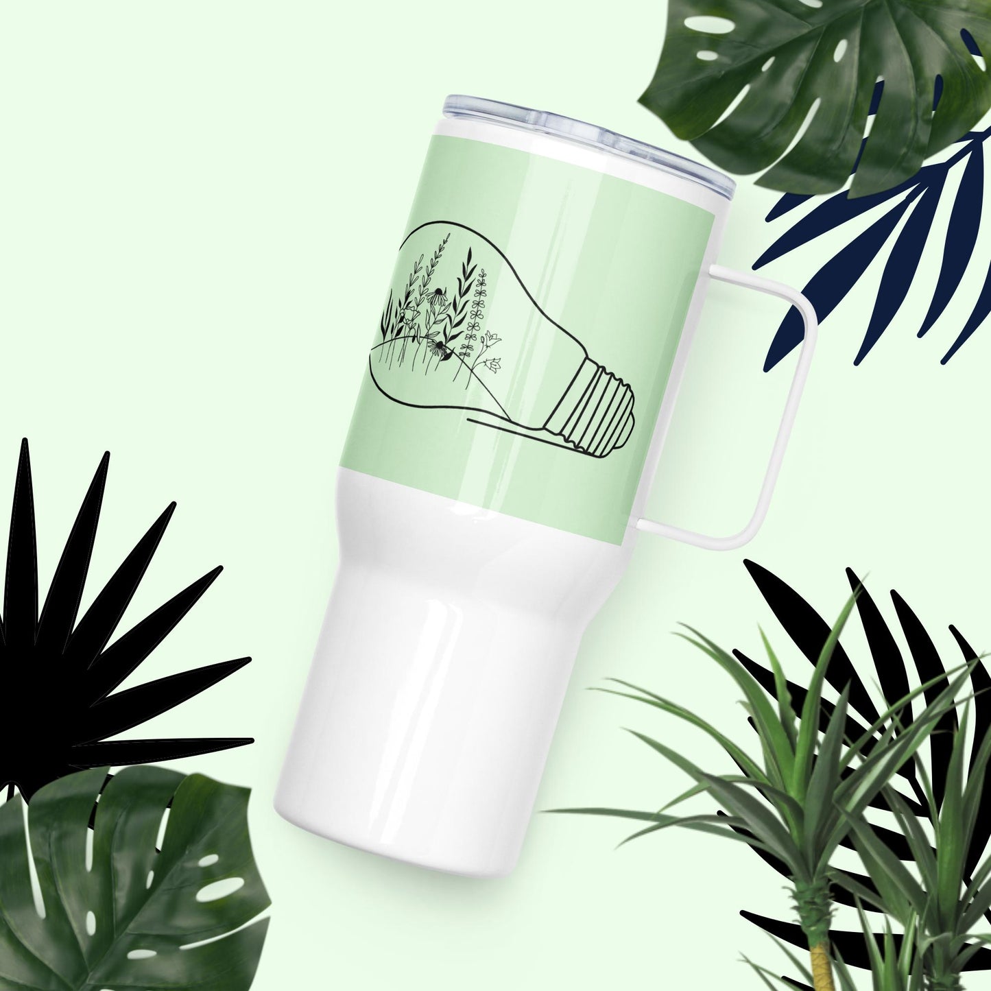 Travel mug with a handle
