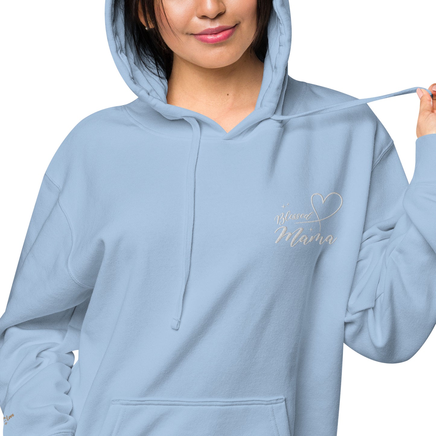 Blessed Mama Embroidered Design Unisex Pigment-Dyed Hoodie, lioness-love