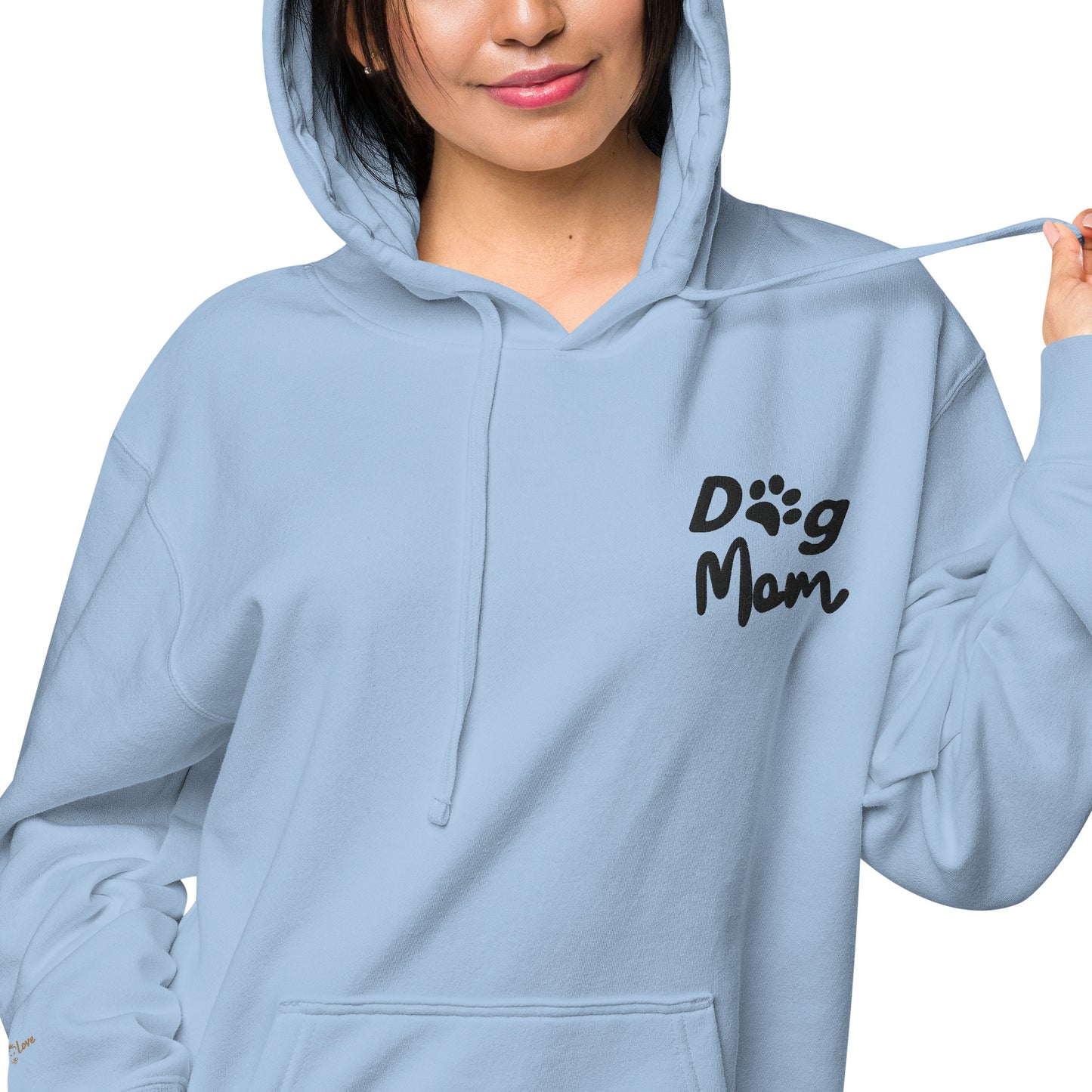 Dog Mom Embroidered Design Unisex Pigment-Dyed Hoodie